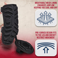 Baseball Batter's Leg Guard with Adjustable Straps (Black)