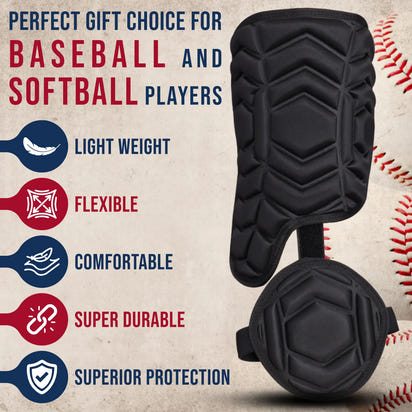 Baseball Batter's Leg Guard with Adjustable Straps (Black)
