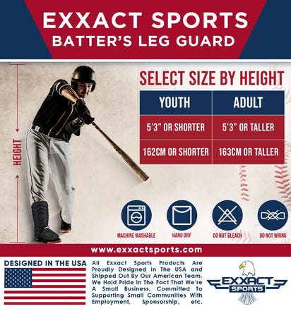 Baseball Batter's Leg Guard with Adjustable Straps (Black)
