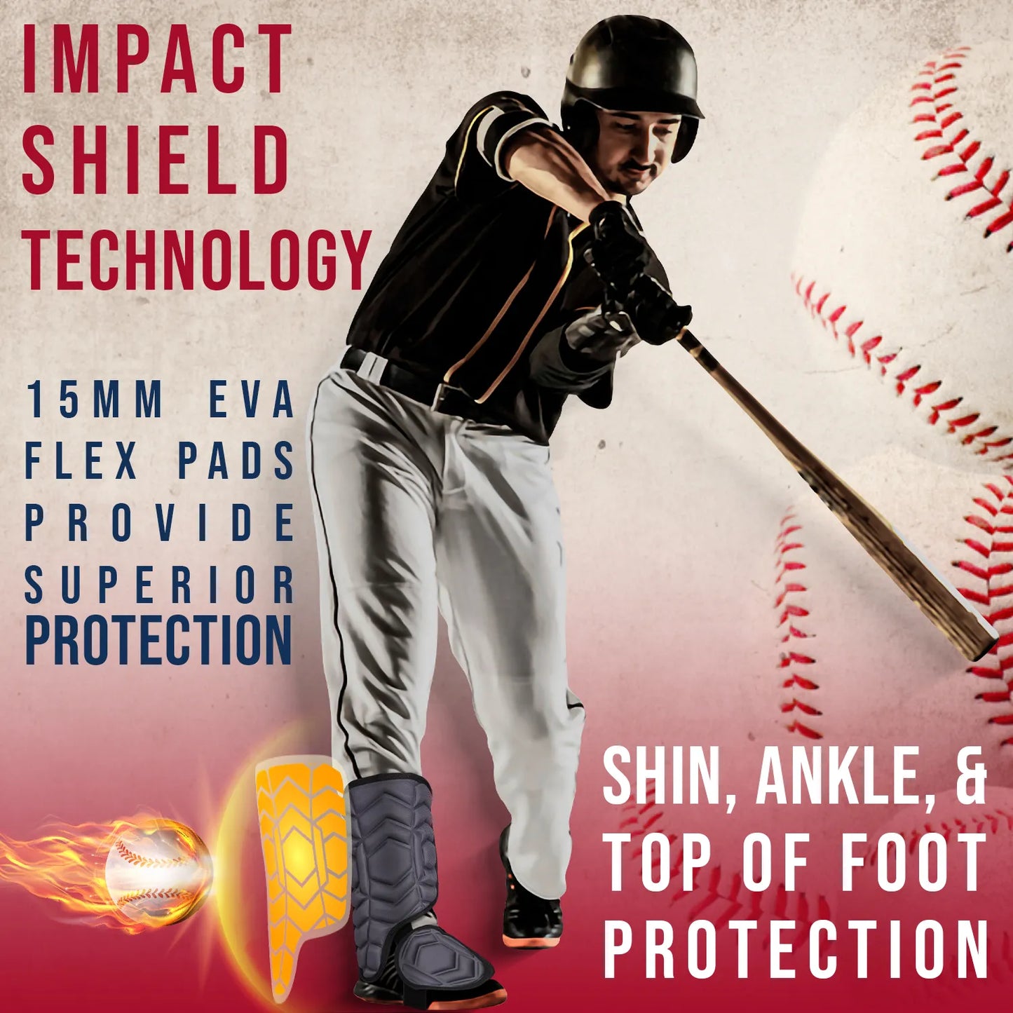 Baseball Batter's Leg Guard with Adjustable Straps (Dark Gray)