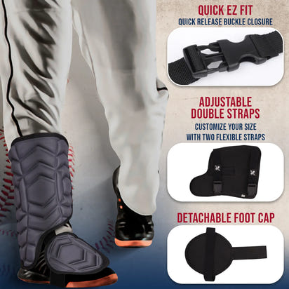 Baseball Batter's Leg Guard with Adjustable Straps (Dark Gray)