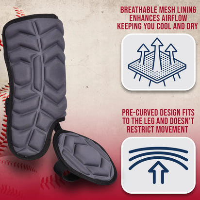 Baseball Batter's Leg Guard with Adjustable Straps (Dark Gray)