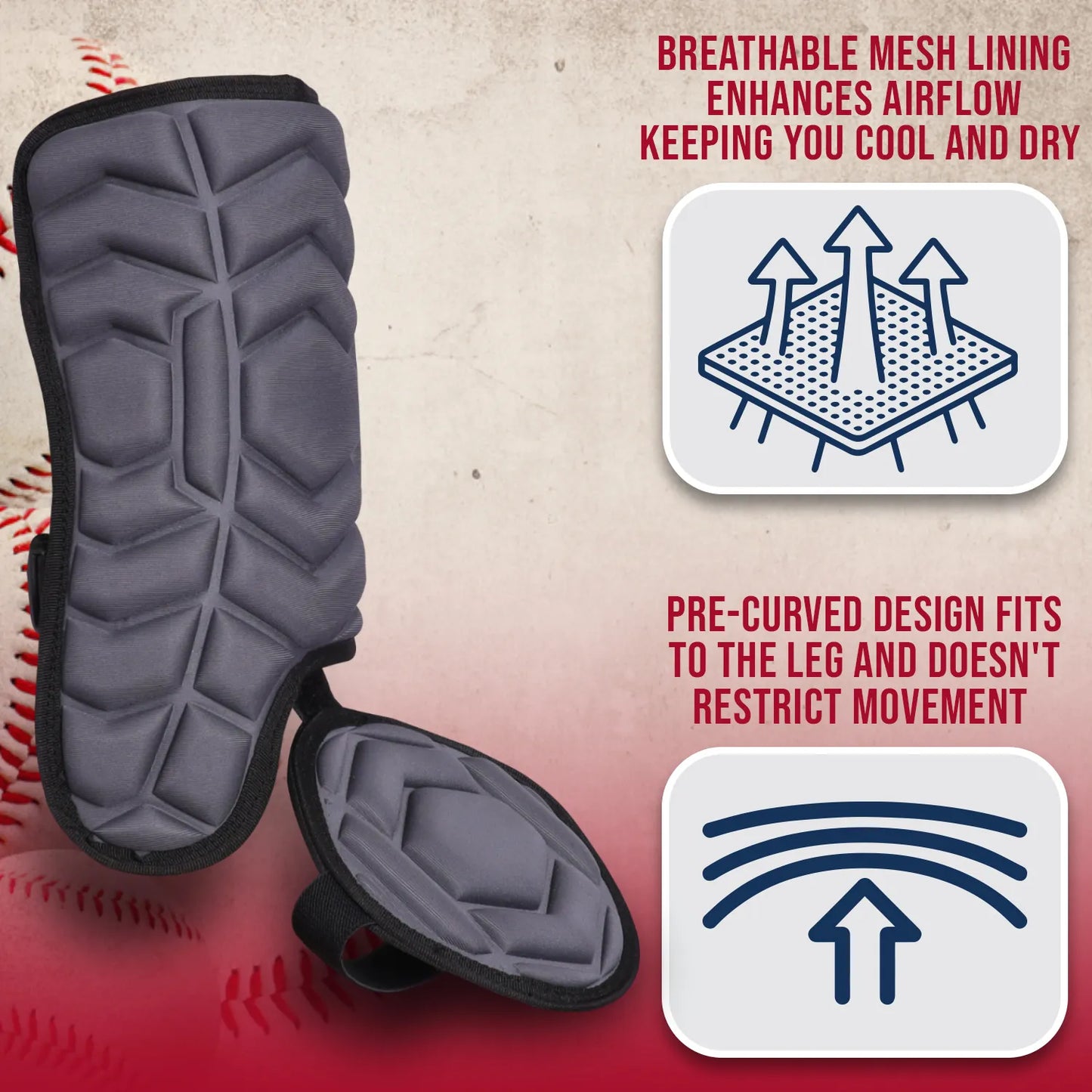 Baseball Batter's Leg Guard with Adjustable Straps (Dark Gray)