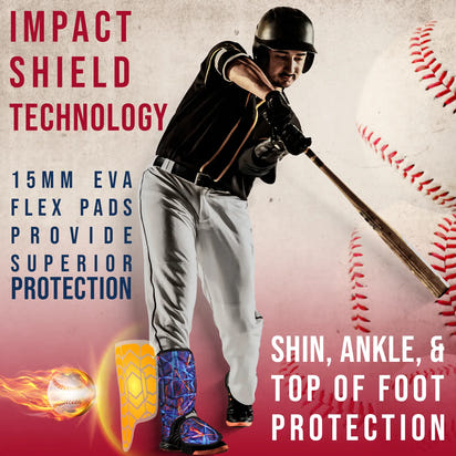 Baseball Batter's Leg Guard with Adjustable Straps (Lazer)