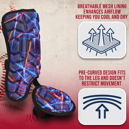 Baseball Batter's Leg Guard with Adjustable Straps (Lazer)