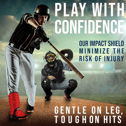 Baseball Batter's Leg Guard with Adjustable Straps (Red)