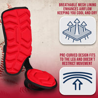 Baseball Batter's Leg Guard with Adjustable Straps (Red)