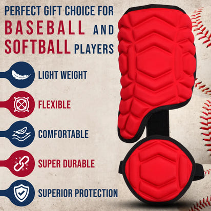 Baseball Batter's Leg Guard with Adjustable Straps (Red)