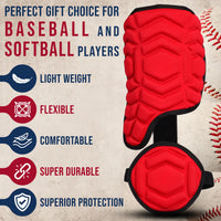 Baseball Batter's Leg Guard with Adjustable Straps (Red)