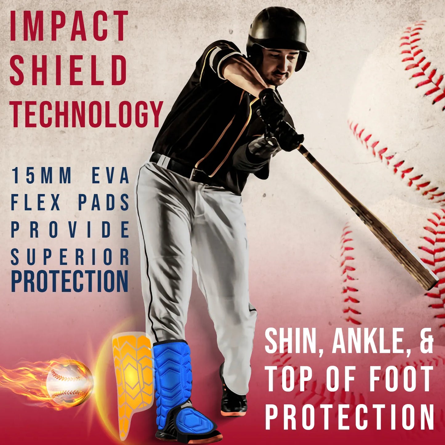 Baseball Batter's Leg Guard with Adjustable Straps (Royal Blue)