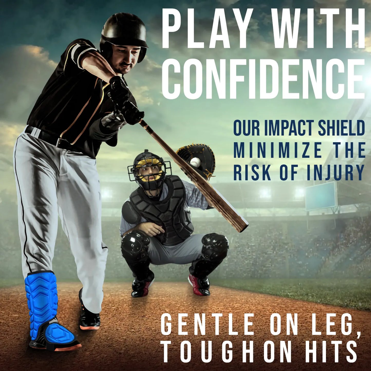 Baseball Batter's Leg Guard with Adjustable Straps (Royal Blue)