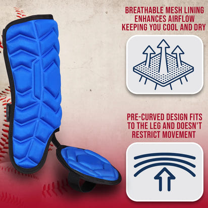 Baseball Batter's Leg Guard with Adjustable Straps (Royal Blue)