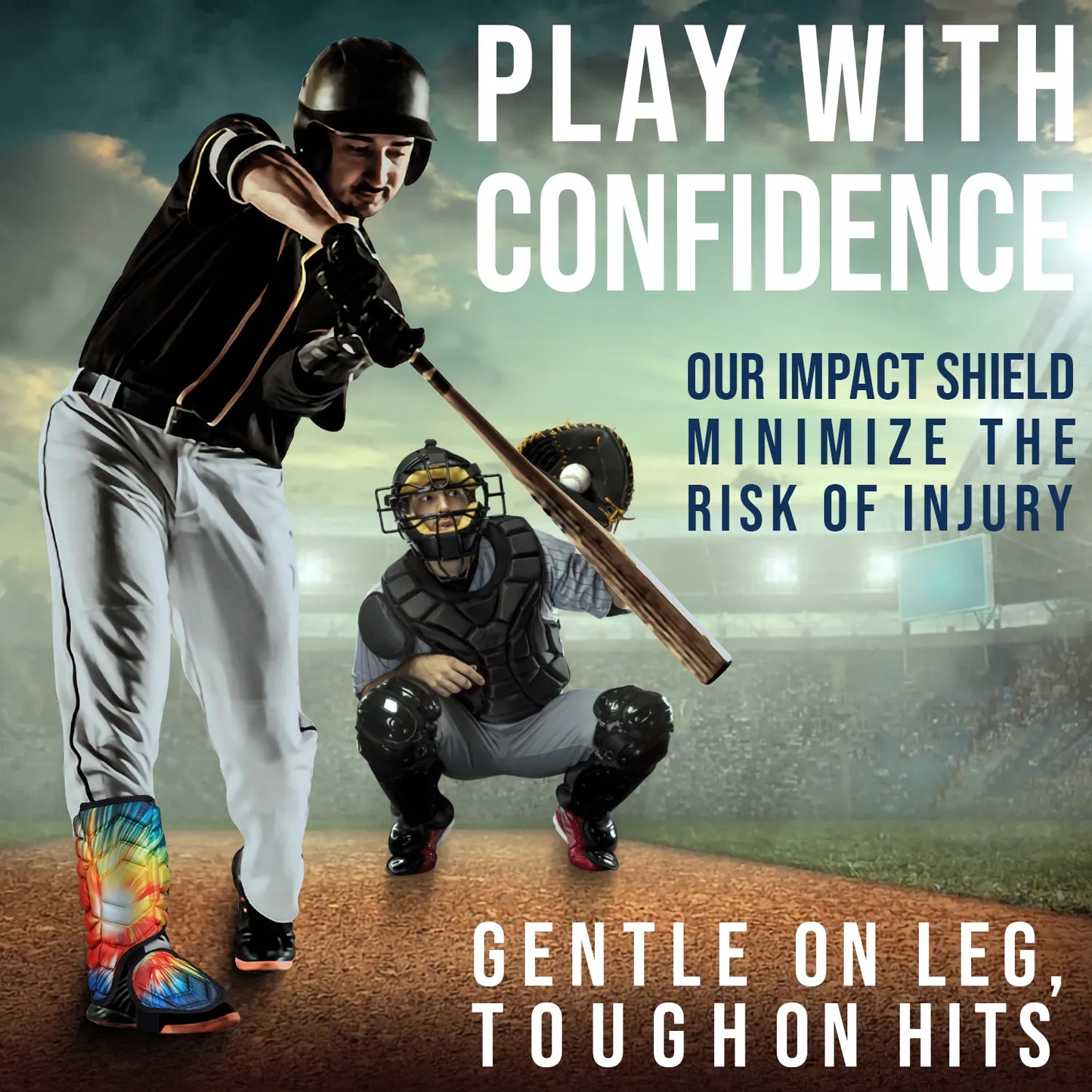 Baseball Batter's Leg Guard with Adjustable Straps (Tie Dye)