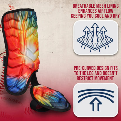 Baseball Batter's Leg Guard with Adjustable Straps (Tie Dye)
