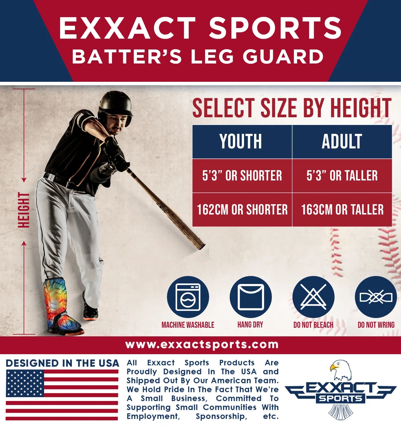 Baseball Batter's Leg Guard with Adjustable Straps (Tie Dye)