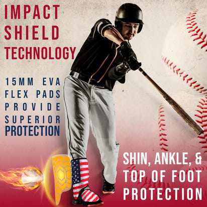 Baseball Batter's Leg Guard with Adjustable Straps (USA Flag)