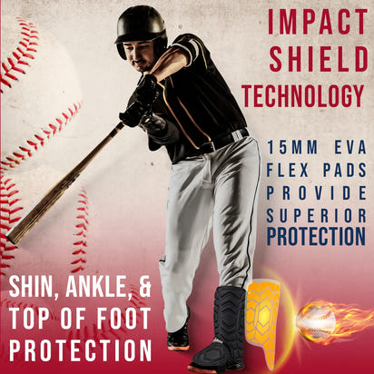 Baseball Batter's Leg Guard with Adjustable Straps (Black)