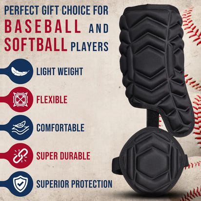 Baseball Batter's Leg Guard with Adjustable Straps (Black)