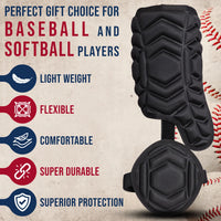 Baseball Batter's Leg Guard with Adjustable Straps (Black)
