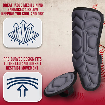 Baseball Batter's Leg Guard with Adjustable Straps (Dark Gray)