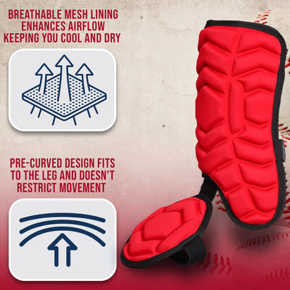Baseball Batter's Leg Guard with Adjustable Straps (Red)