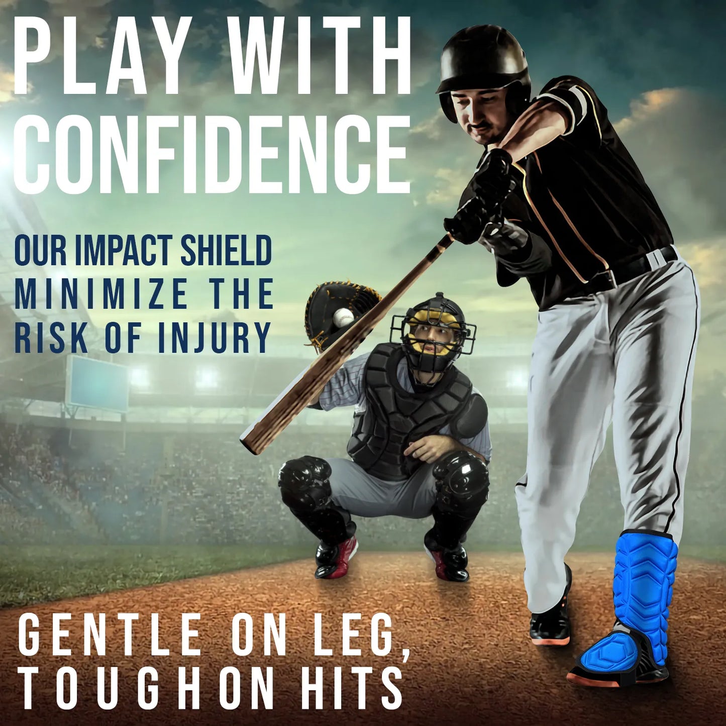 Baseball Batter's Leg Guard with Adjustable Straps (Royal Blue)