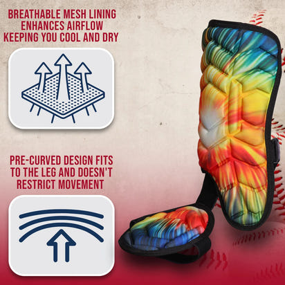 Baseball Batter's Leg Guard with Adjustable Straps (Tie Dye)