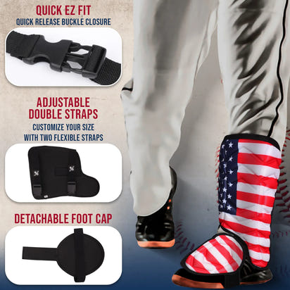 Baseball Batter's Leg Guard with Adjustable Straps (USA Flag)