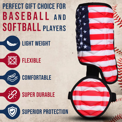 Baseball Batter's Leg Guard with Adjustable Straps (USA Flag)