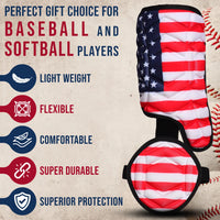 Baseball Batter's Leg Guard with Adjustable Straps (USA Flag)
