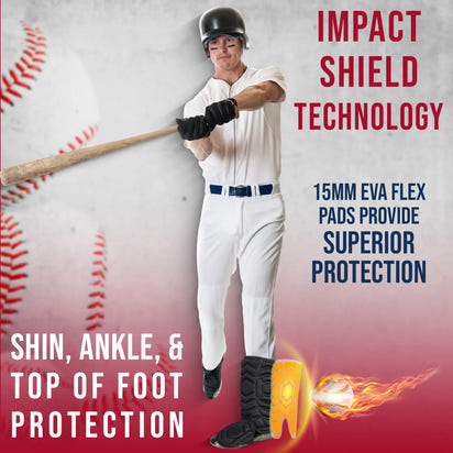 Baseball Batter's Leg Guard with Adjustable Straps (Black)