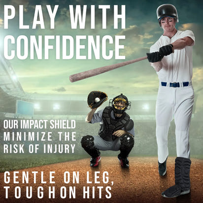 Baseball Batter's Leg Guard with Adjustable Straps (Black)