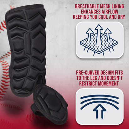 Baseball Batter's Leg Guard with Adjustable Straps (Black)