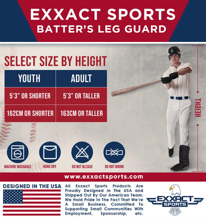 Baseball Batter's Leg Guard with Adjustable Straps (Black)