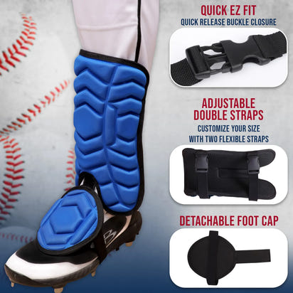 Baseball Batter's Leg Guard with Adjustable Straps (Royal Blue)
