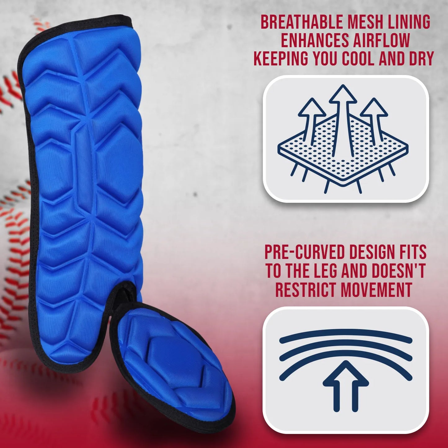Baseball Batter's Leg Guard with Adjustable Straps (Royal Blue)