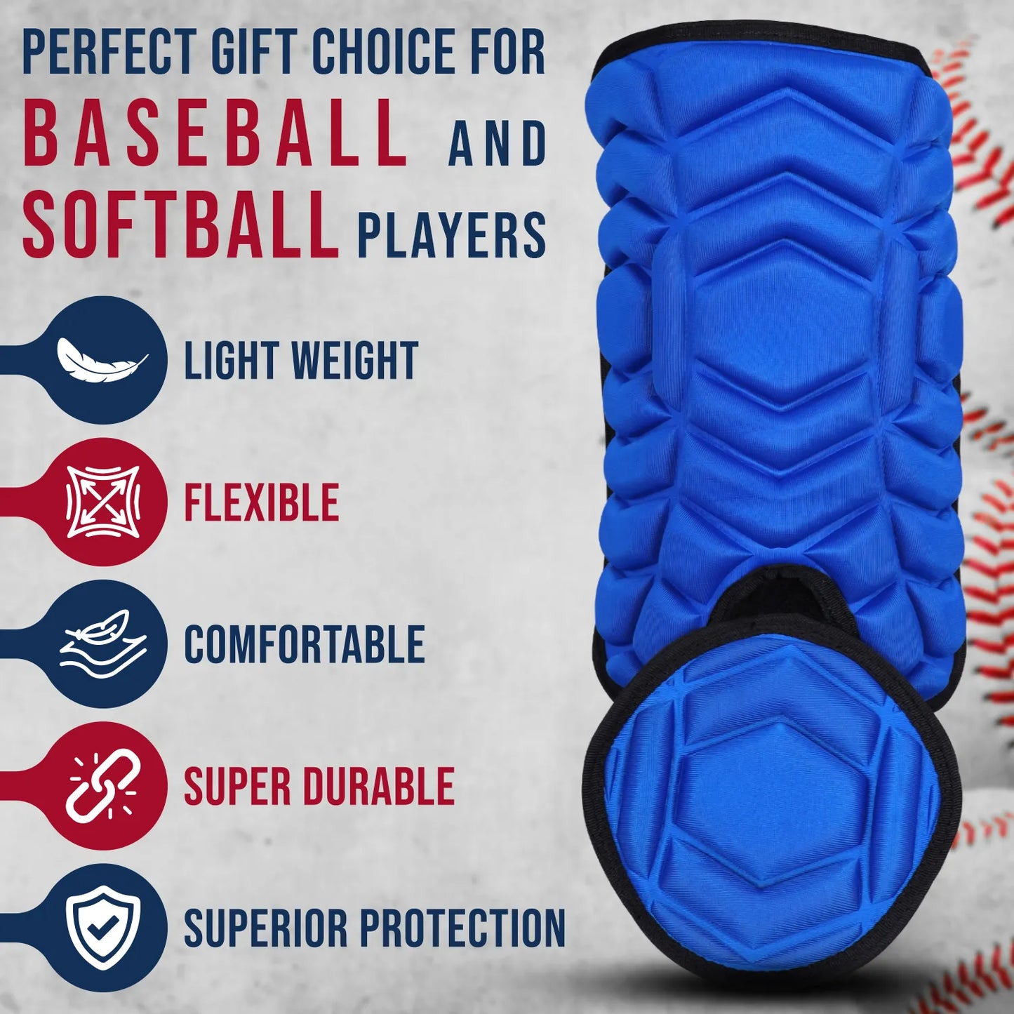 Baseball Batter's Leg Guard with Adjustable Straps (Royal Blue)