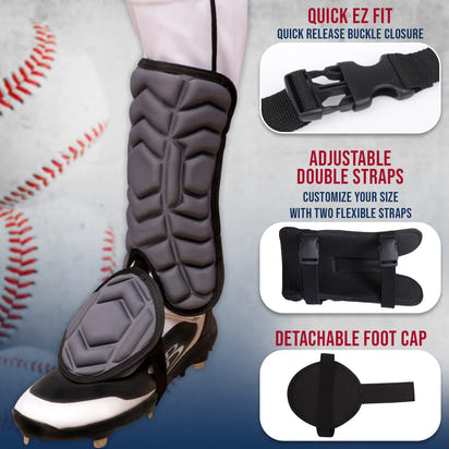 Baseball Batter's Leg Guard with Adjustable Straps (Dark Gray)