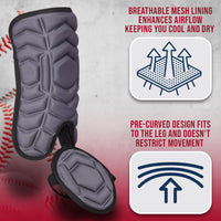 Baseball Batter's Leg Guard with Adjustable Straps (Dark Gray)