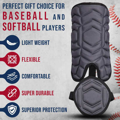 Baseball Batter's Leg Guard with Adjustable Straps (Dark Gray)