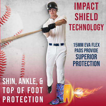 Baseball Batter's Leg Guard with Adjustable Straps (Lazer)