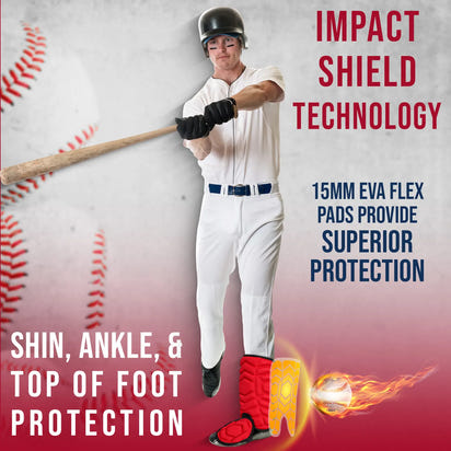 Baseball Batter's Leg Guard with Adjustable Straps (Red)