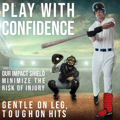 Baseball Batter's Leg Guard with Adjustable Straps (Red)