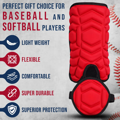 Baseball Batter's Leg Guard with Adjustable Straps (Red)