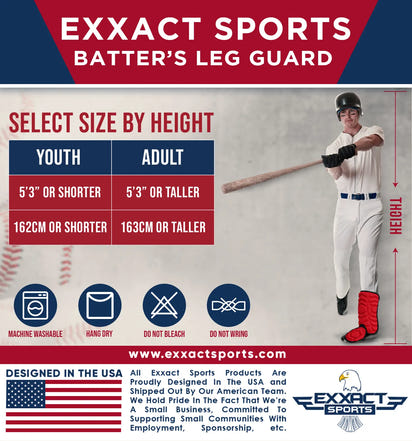 Baseball Batter's Leg Guard with Adjustable Straps (Red)