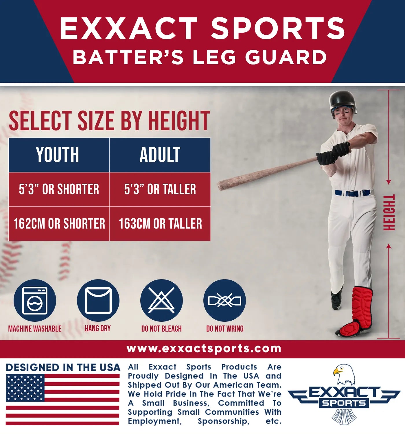 Baseball Batter's Leg Guard with Adjustable Straps (Red)