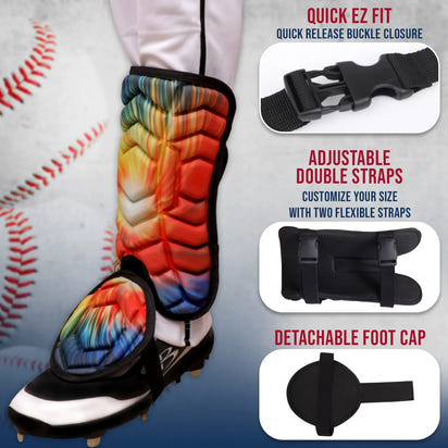 Baseball Batter's Leg Guard with Adjustable Straps (Tie Dye)