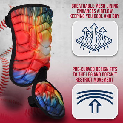 Baseball Batter's Leg Guard with Adjustable Straps (Tie Dye)