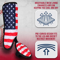 Baseball Batter's Leg Guard with Adjustable Straps (USA Flag)