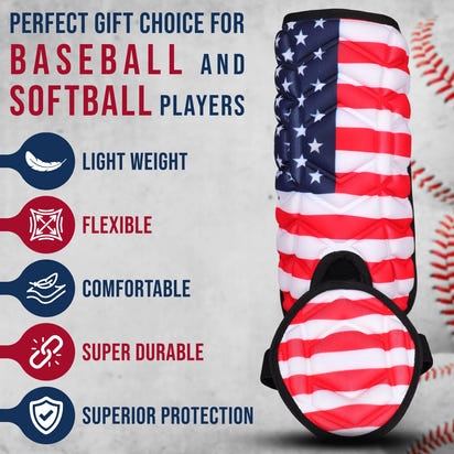 Baseball Batter's Leg Guard with Adjustable Straps (USA Flag)